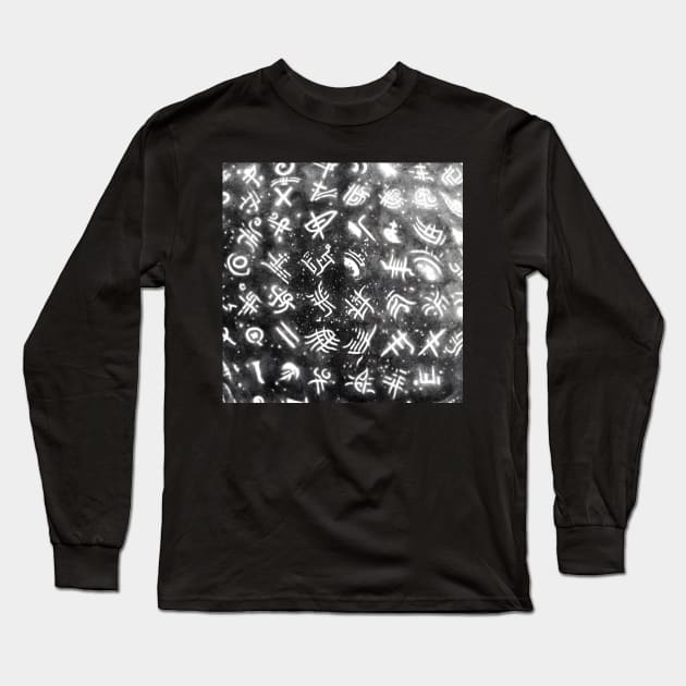 Alien Arcane Aesthic AiArt Alien runes 3 Long Sleeve T-Shirt by Swabcraft